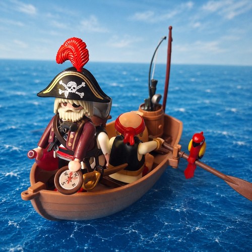 Playmobil pirates rowing - rowing, boat