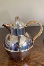 Vintage 1 Pint Silver Plated & Rattan Handle Jersey Cream Milk Jug - 5.5” approx