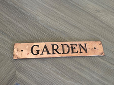 SIGN PLAQUE Antique Victorian copper GARDEN  wall plaque.