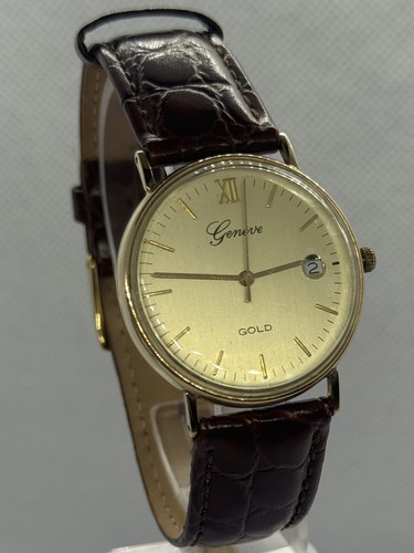Geneve leather strap - leather, gold