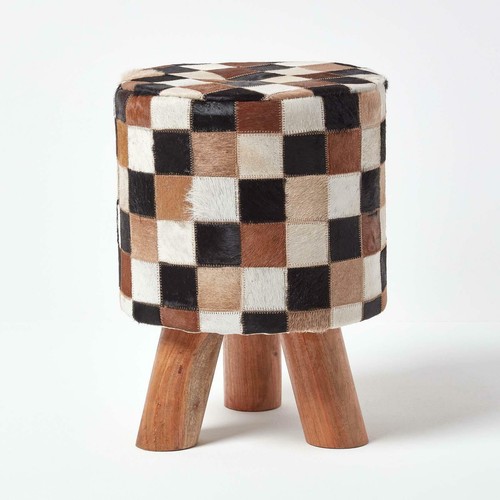 Genuine leather brown check - brown,