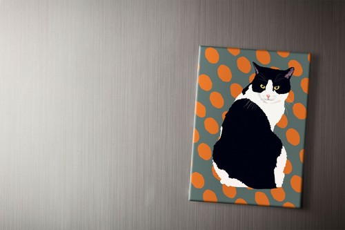Black and white cat fridge - black,