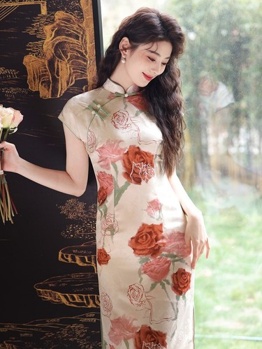 Elegant floral satin chinese - elegant,