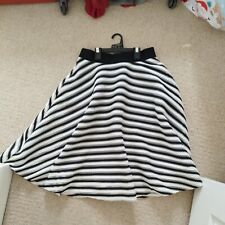 Black And White Striped Poodle Skirt 12uk New Look