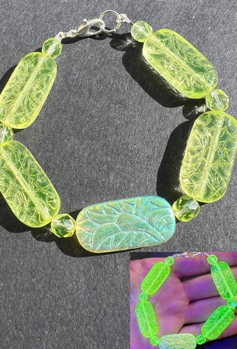 Uranium glass bead bracelet - uranium,