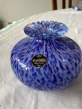 Guernsey Island Studio Glass Vase Blue Flecked