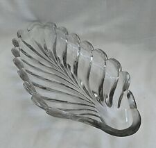 Davidson's large leaf-shaped dish 'Banana Split 902', clear glass, 12.5", 1930s