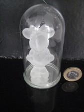 MINIATURE DISNEY MINNIE MOUSE FROSTED CRYSTAL GLASS FIGURINE IN DOME MIRROR BASE