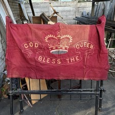 Vintage God Bless The Queen British Coronation Banner Wool
