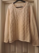 Hand Knit Woolen Cream Pattern Jumper