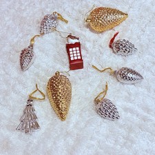 Christmas Pine Cone Ornaments Baubles Plastic Decorations  Fruit Gold Silver