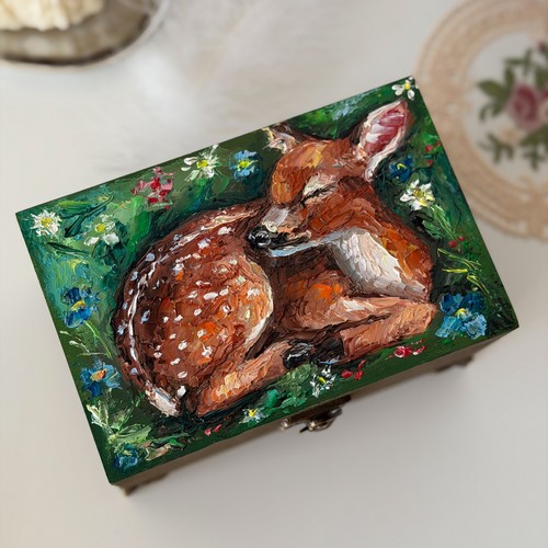 Deer hand painted - hand-painted, wooden