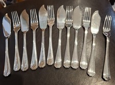 Vintage 6 Setting Fish Cutlery set. EPNS A1 Grecian Pattern 'F' Monogram