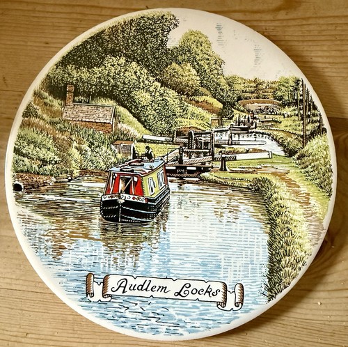 Audlem locks narrow boat tile - audlem,
