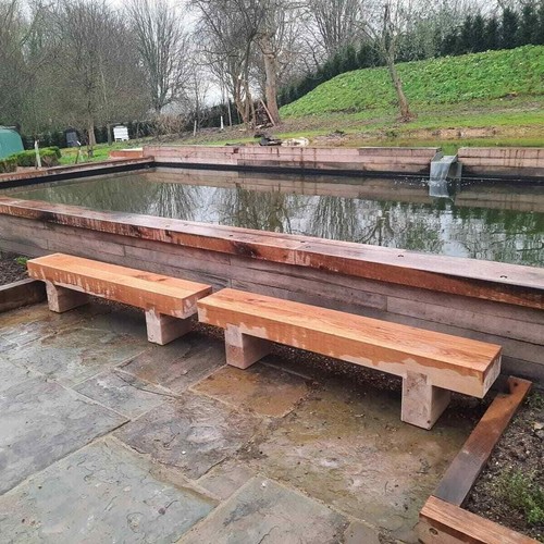Simple oak garden bench - oak,
