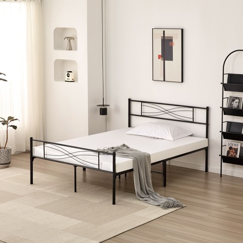 Metal bed frame with - metal, headboard