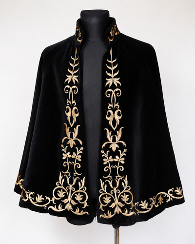 Women black velvet - black, embroidered