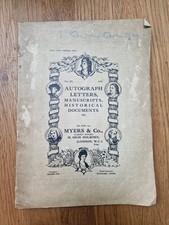 1918 MYERS CATALOGUE Autograph