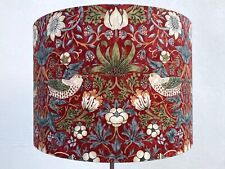 William Morris Handmade Lampshade Dark Red Strawberry Thief Fabric