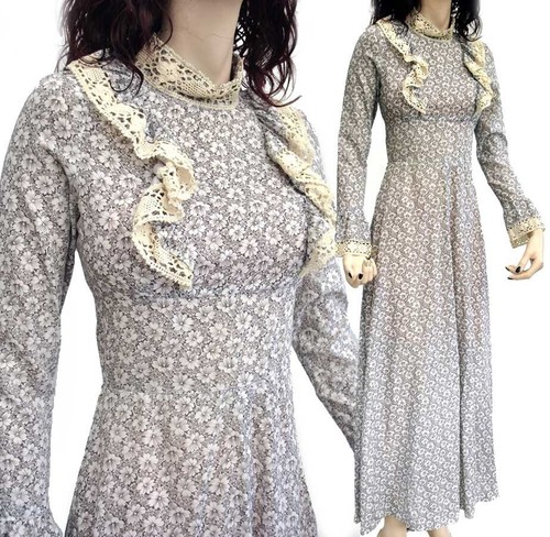 Vintage 1970 grey floral - vintage,
