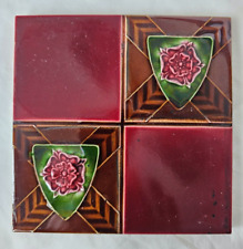 STRIKING PILKINGTON 6 INCH ANTIQUE TILE TUDOR ROSE DESIGN
