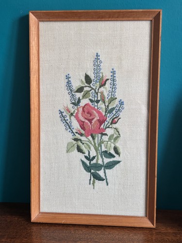 Vintage needlepoint floral - vintage,