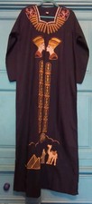 Egyptian Womens maxi kaftan Size M 42" Chest embroidered cotton tunic Nefertiti 