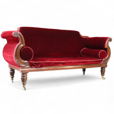 Victorian Red Velvet Settee -