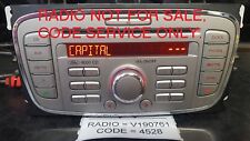 FORD V DECODE SERVICE SONY DAB 6 DISC 6000 CD RADIO STEREO,MONDEO,FIESTA,TRANSIT