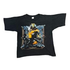 Vintage AMERICAN FLAG Gothic Native American Horse Skull Graphic T-Shirt Large