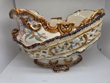 Antique Empire England Pedestal Bowl 1906 Porcelain Lattice Soft Paste Porcelain