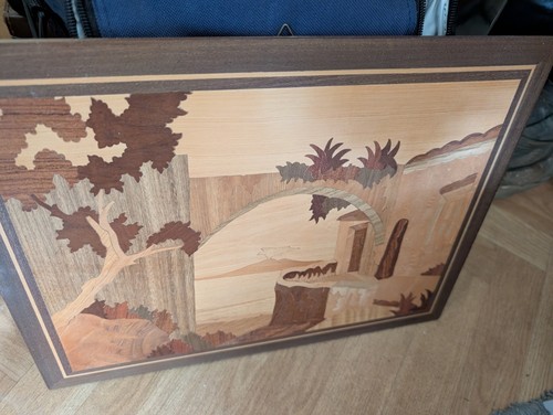 Vintage wood veneer marquetry - vintage,