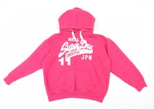 Superdry Pink Girls Hoodie Pullover 11-12 Years Graphic
