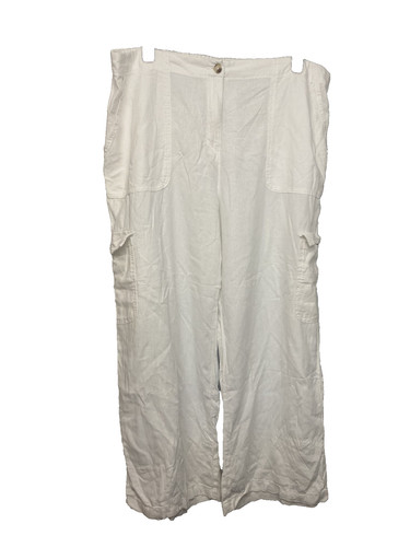 Linen mix white trousers - linen,