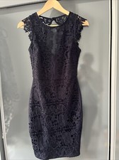 Lipsy Michelle Keegan Lace Fitted Dress Size 8 Navy Blue