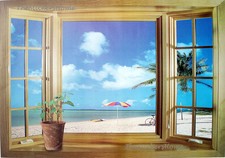 Large 3D Window Beach Sea View
