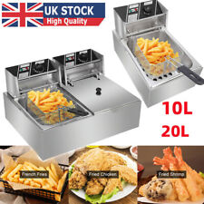 20L 10L Large Electric Deep Fat Fryer Dual Single Tank Food Frying Chip Basket