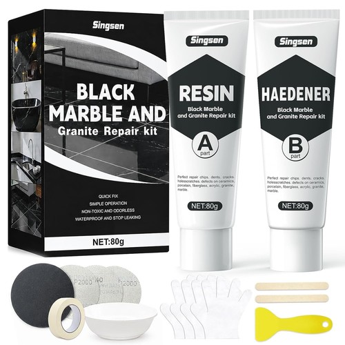Black marble repair kit tile - black,