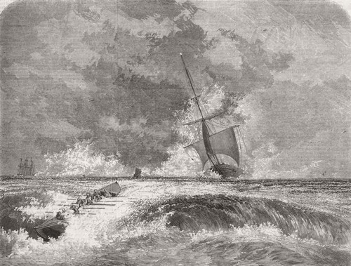 Ships among the breakers - among,