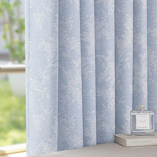 Blue floral jacquard blackout - jacquard,