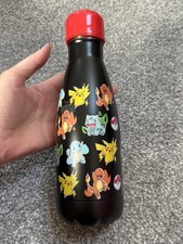POKEMON STAINLESS STEEL SMALL KIDS CHILDS WATER BOTTLE BLACK PIKACHU ETC