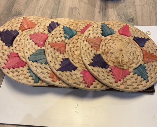 Four cream coloured raffia - four,
