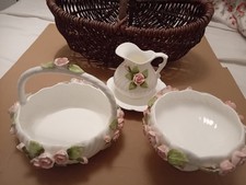M & S St. Michael Bone China Decorative Set. Bon Bon Bowl, Jug/ Saucer, Pedestal