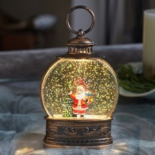 Christmas LED Snowglobe Decoration Light Up Xmas Lantern Home Decor Santa 13cm