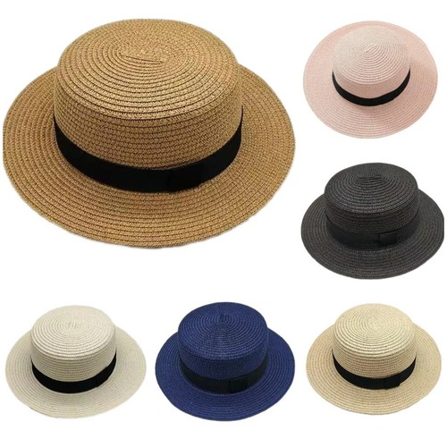 Mens womens straw boater - straw,