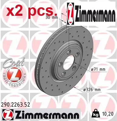 Pcs front brake disc - x2,