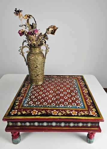 Hand painted indian wood low - hand,