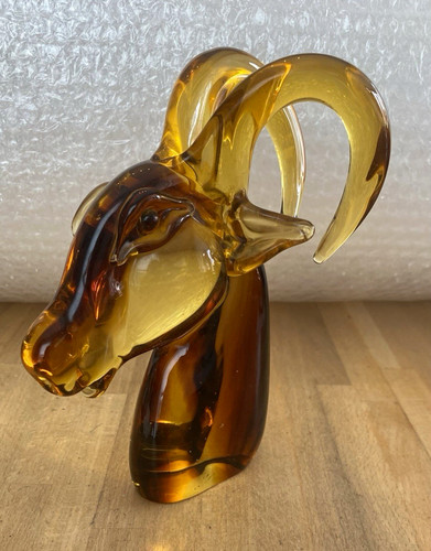 Witchy amber glass goat head - witchy,