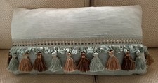 Chenille Bolster Cushion With Tassel Braiding - Feather Pad - 18”x10”