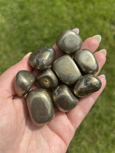 Pyrite tumblestone crystal - pyrite,